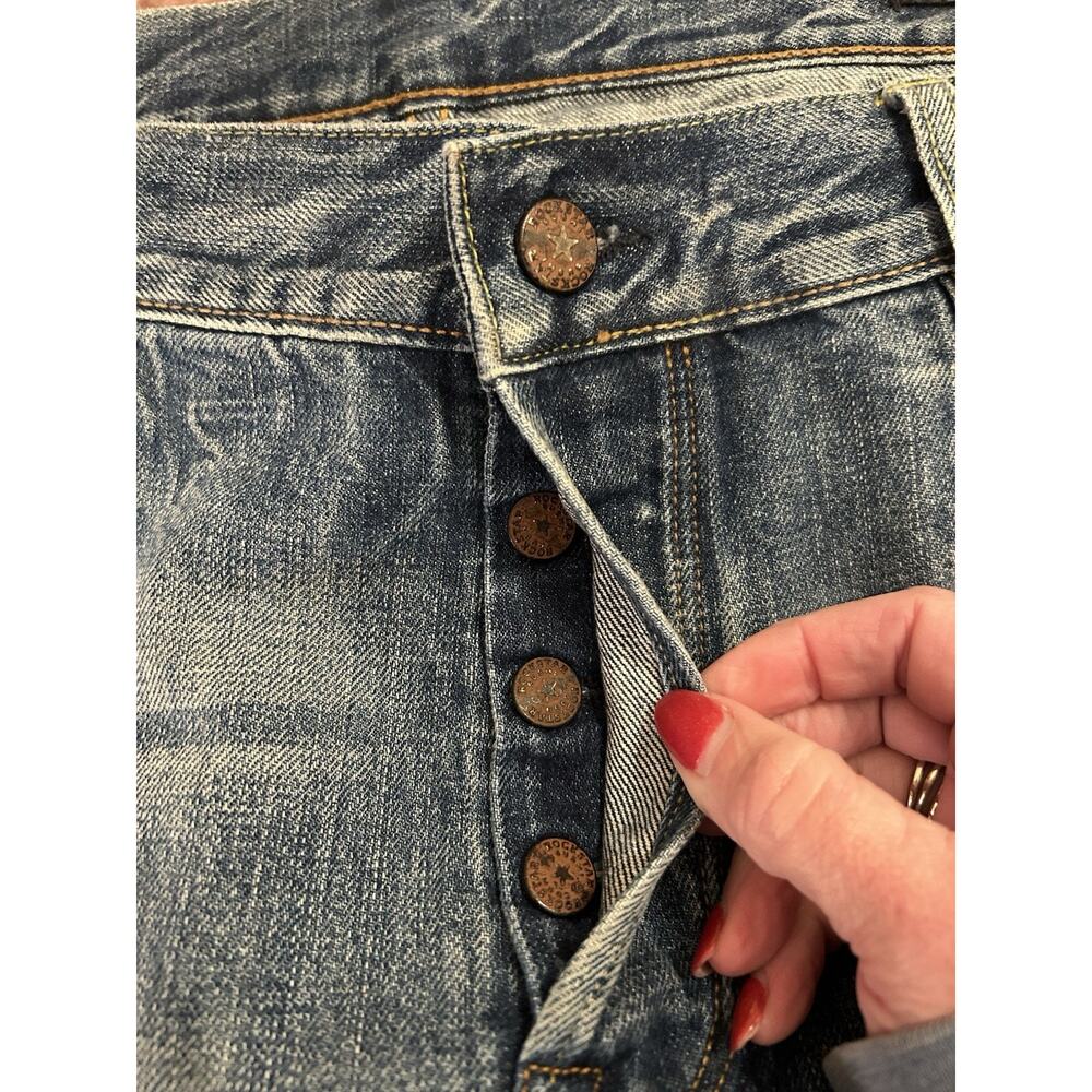 Men’s Straight Patchwork Distressed Blue Jeans - image 5